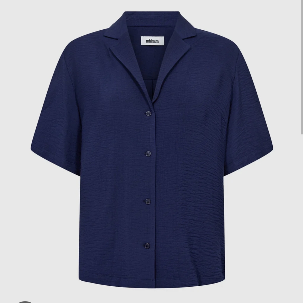 Minimum Karenlouise Navy Blue Button-Up Blouse